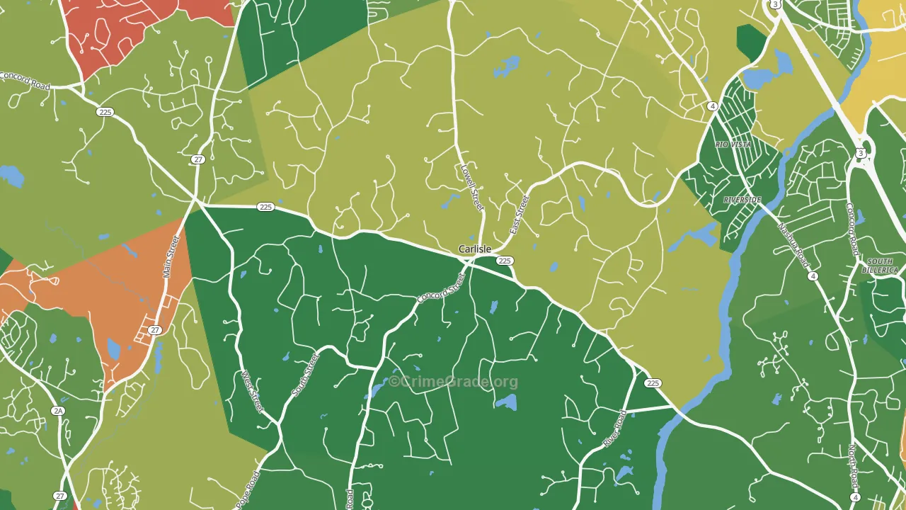 Carlisle, MA Map of Theft Rates