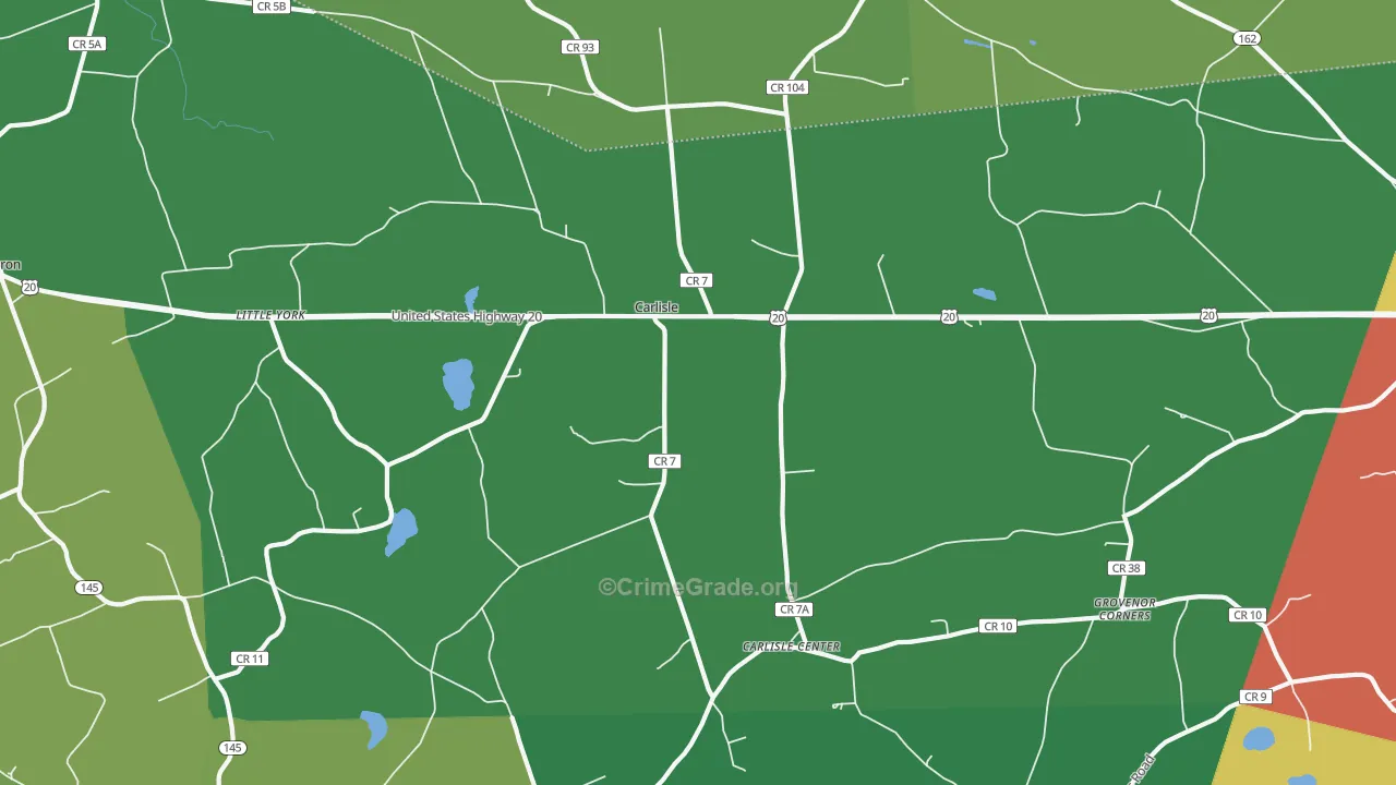 Carlisle, NY Map of Theft Rates