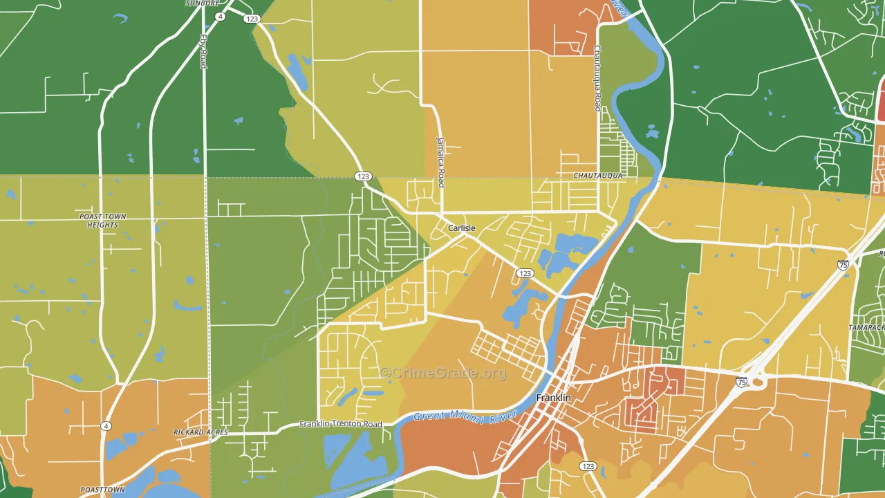 Carlisle, OH Map of Theft Rates