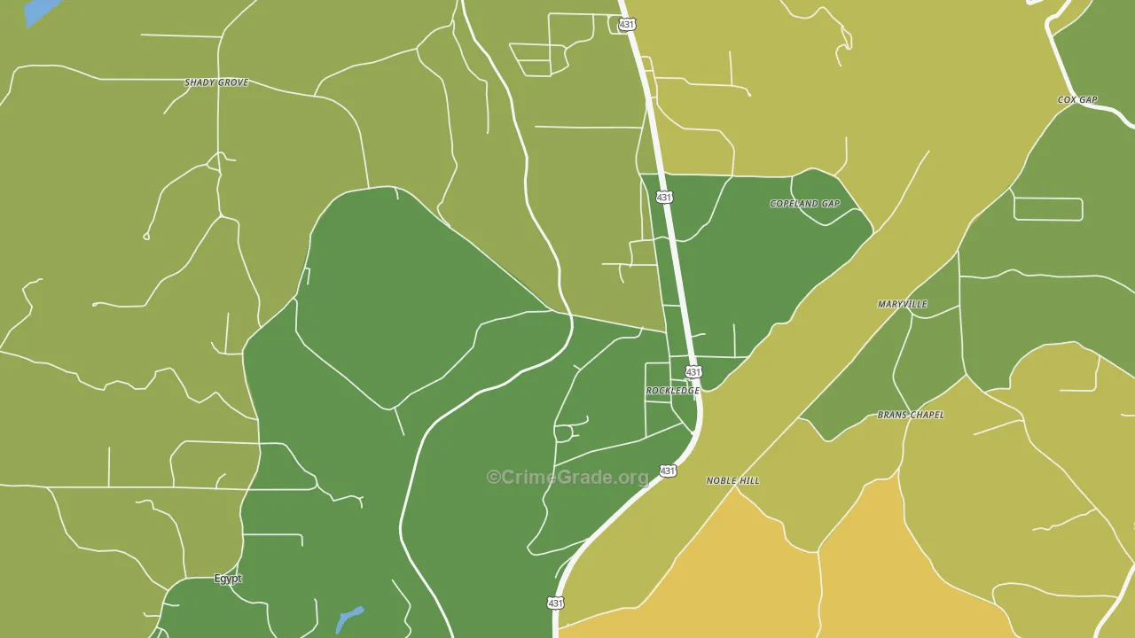 Carlisle-Rockledge, AL Map of Theft Rates