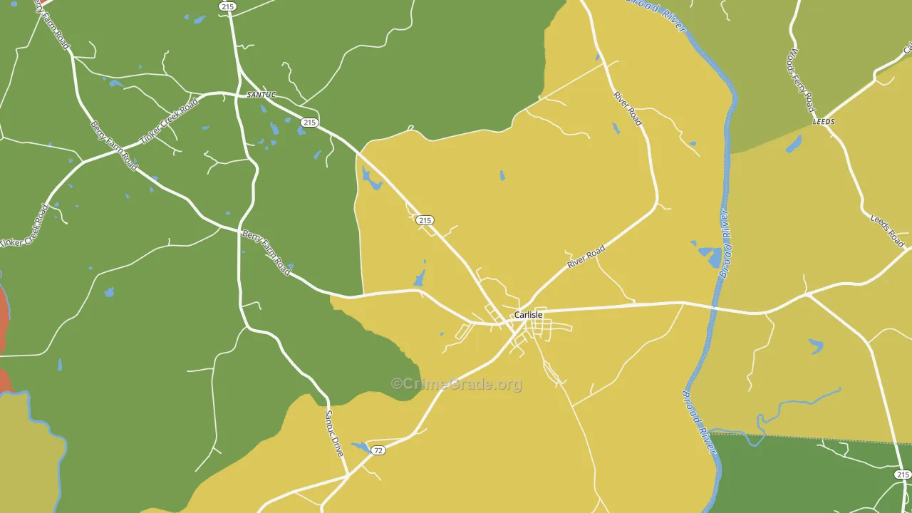 Carlisle, SC Map of Theft Rates