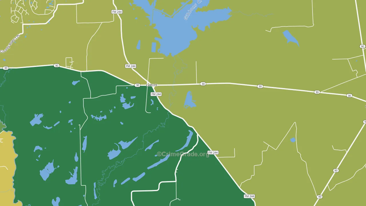Carlos, TX Map of Theft Rates