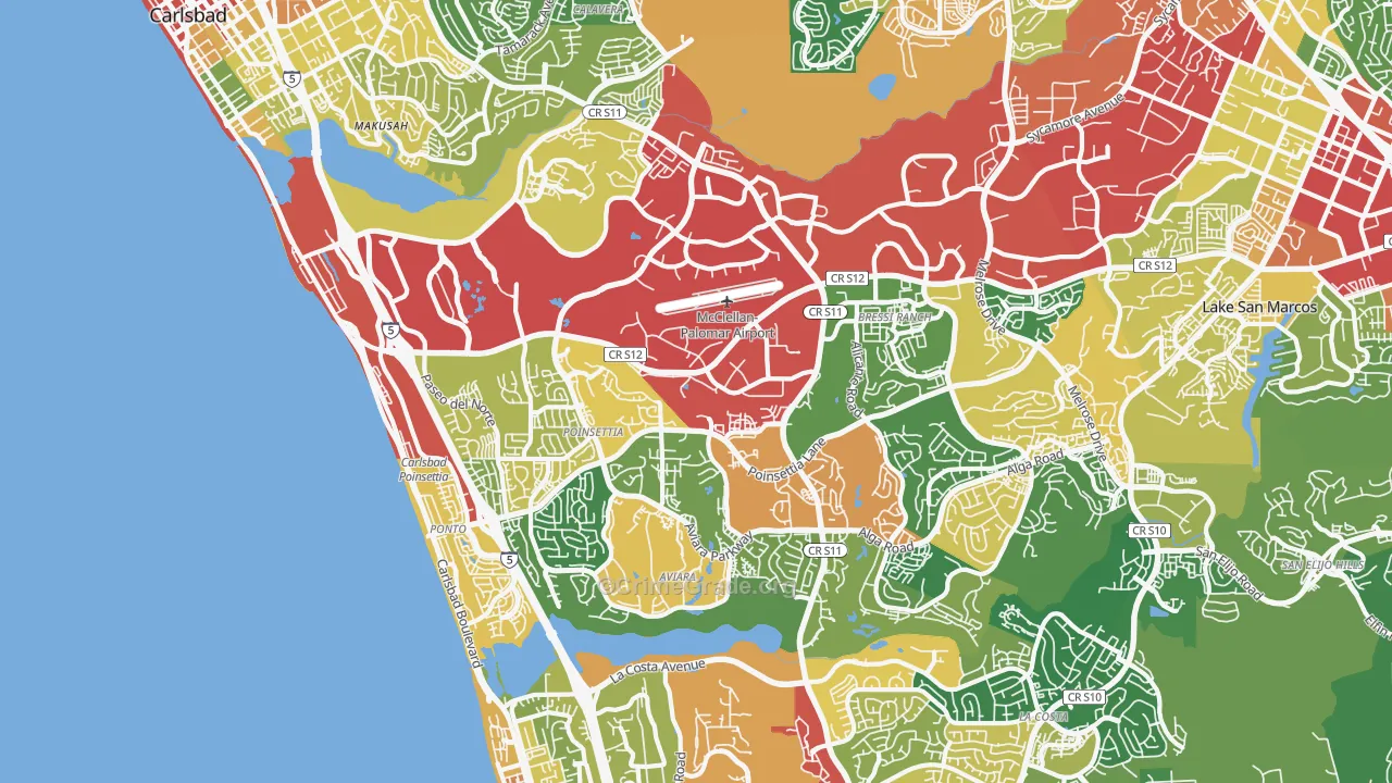 Carlsbad, CA Map of Theft Rates
