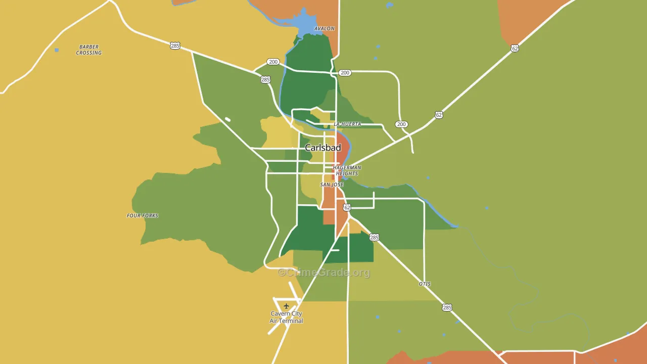 Carlsbad, NM Map of Theft Rates