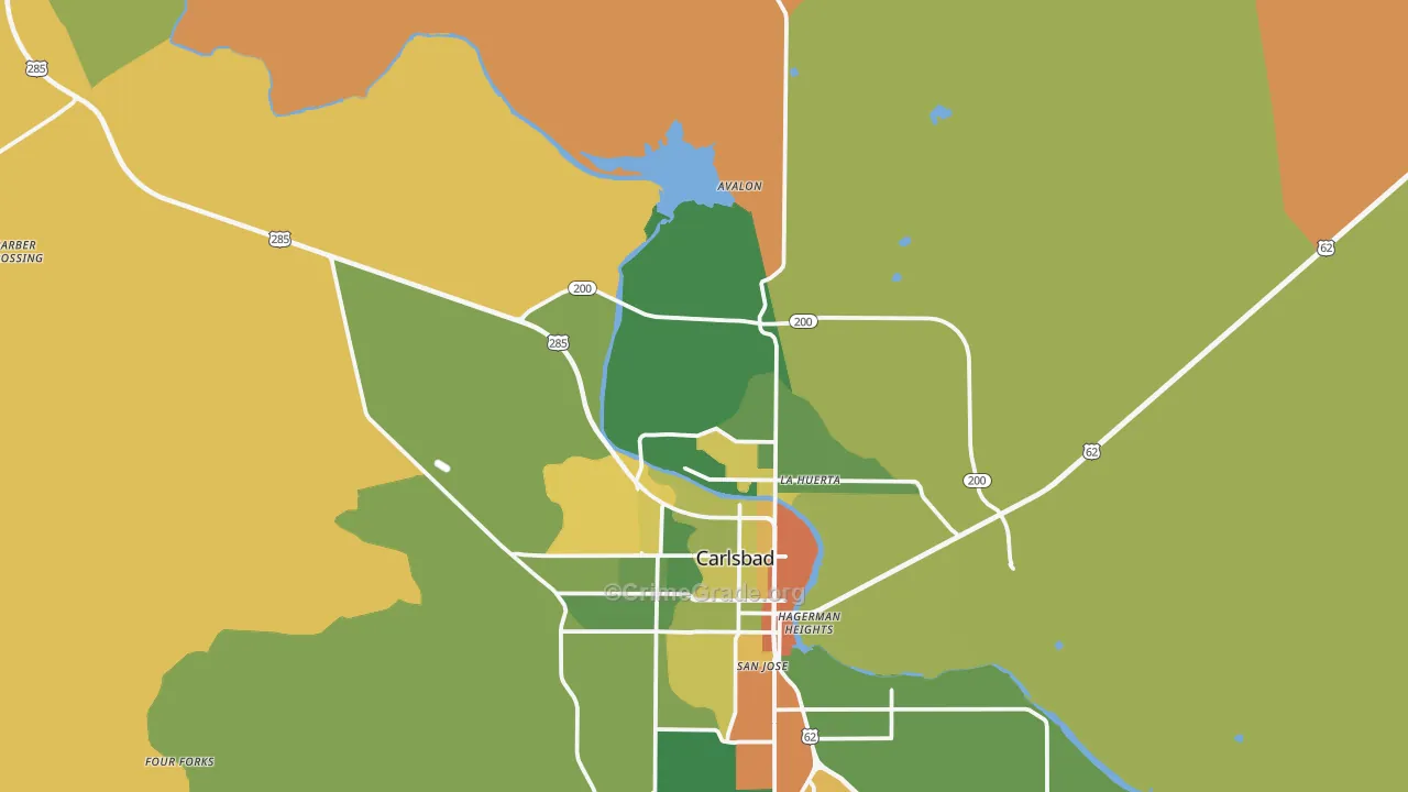 Carlsbad North, NM Map of Theft Rates