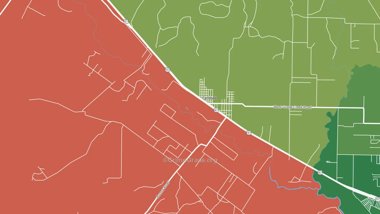 Carlsbad, TX Map of Theft Rates
