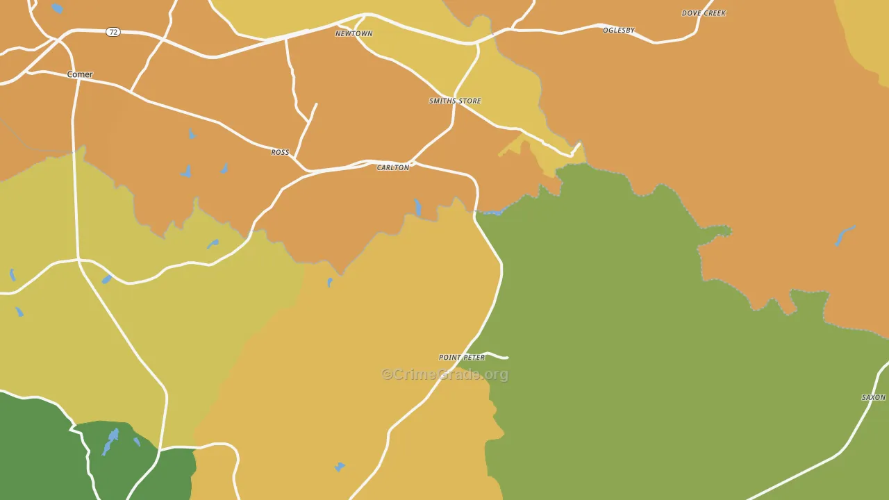 Carlton, GA Map of Theft Rates