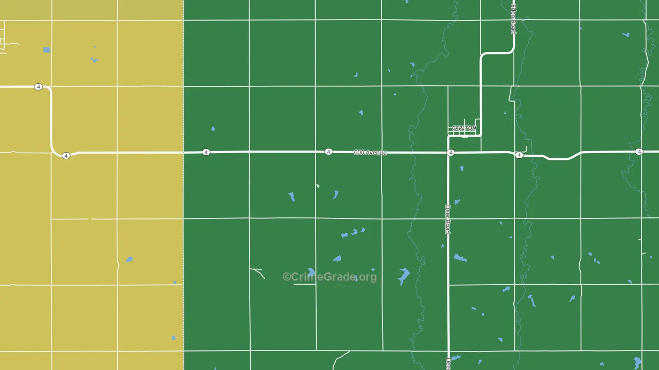 Carlton, KS Map of Theft Rates