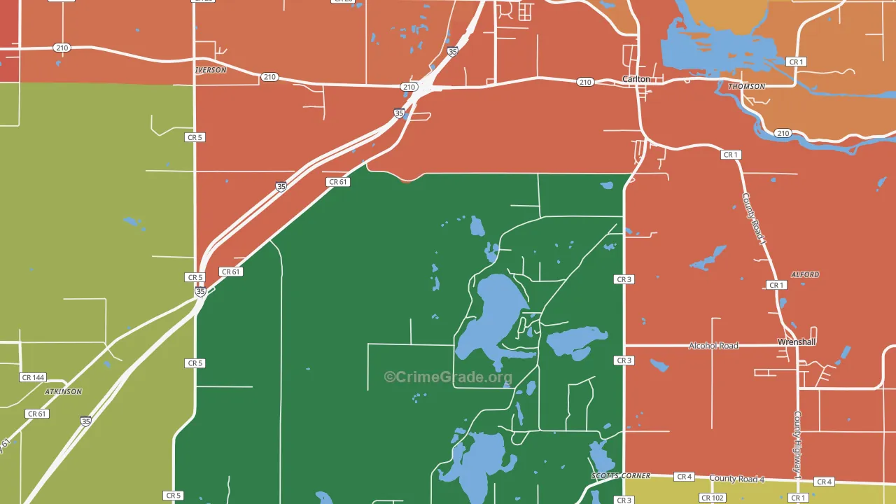 Carlton, MN Map of Theft Rates