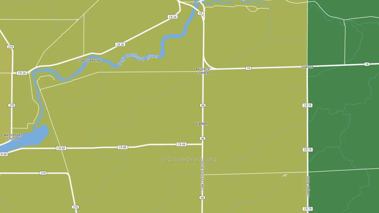 Carlton, NY Map of Theft Rates