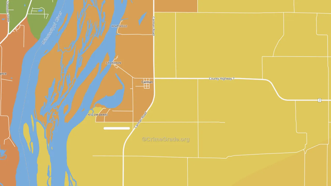 Carman, IL Map of Theft Rates