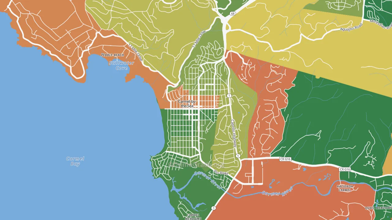 Carmel-By-The-Sea, CA Map of Theft Rates