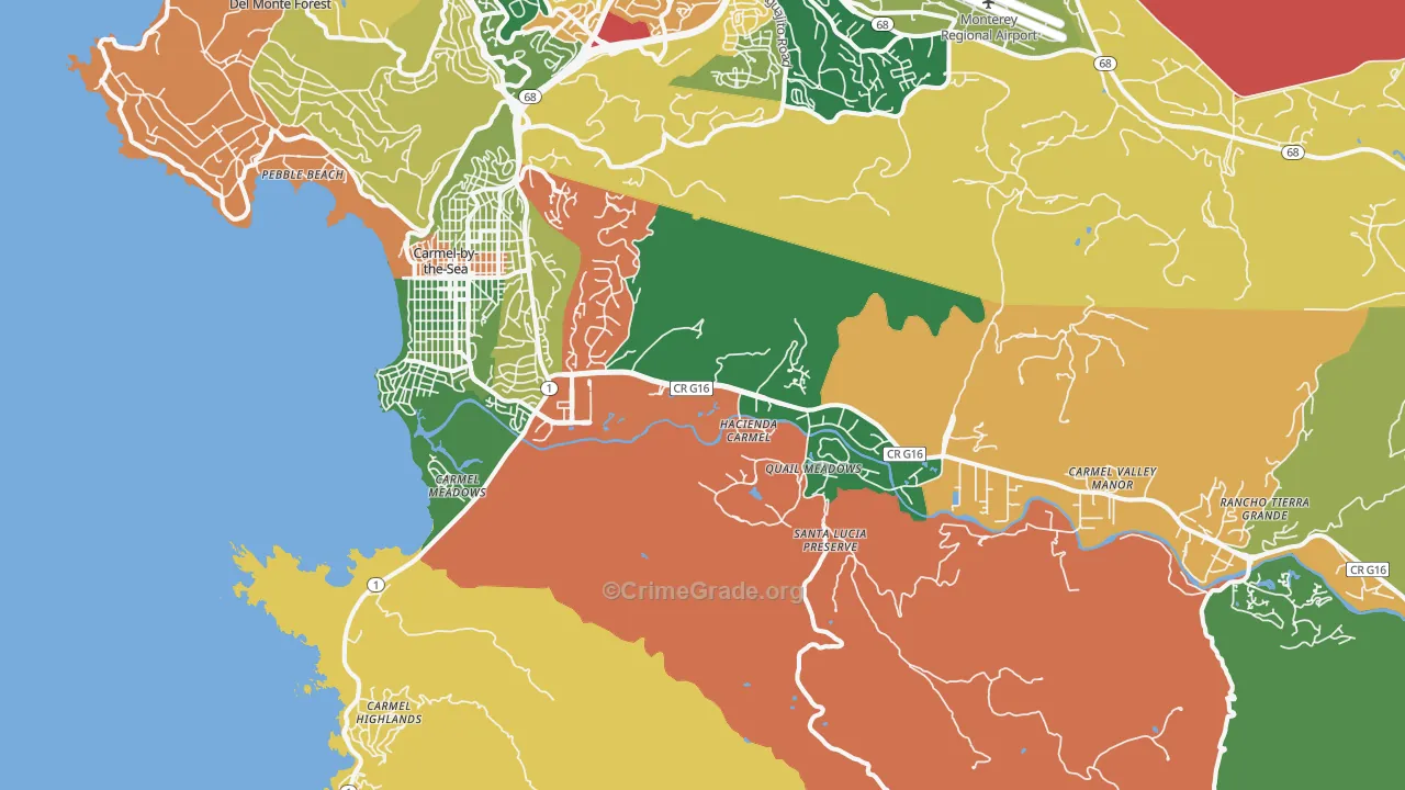 Carmel, CA Map of Theft Rates