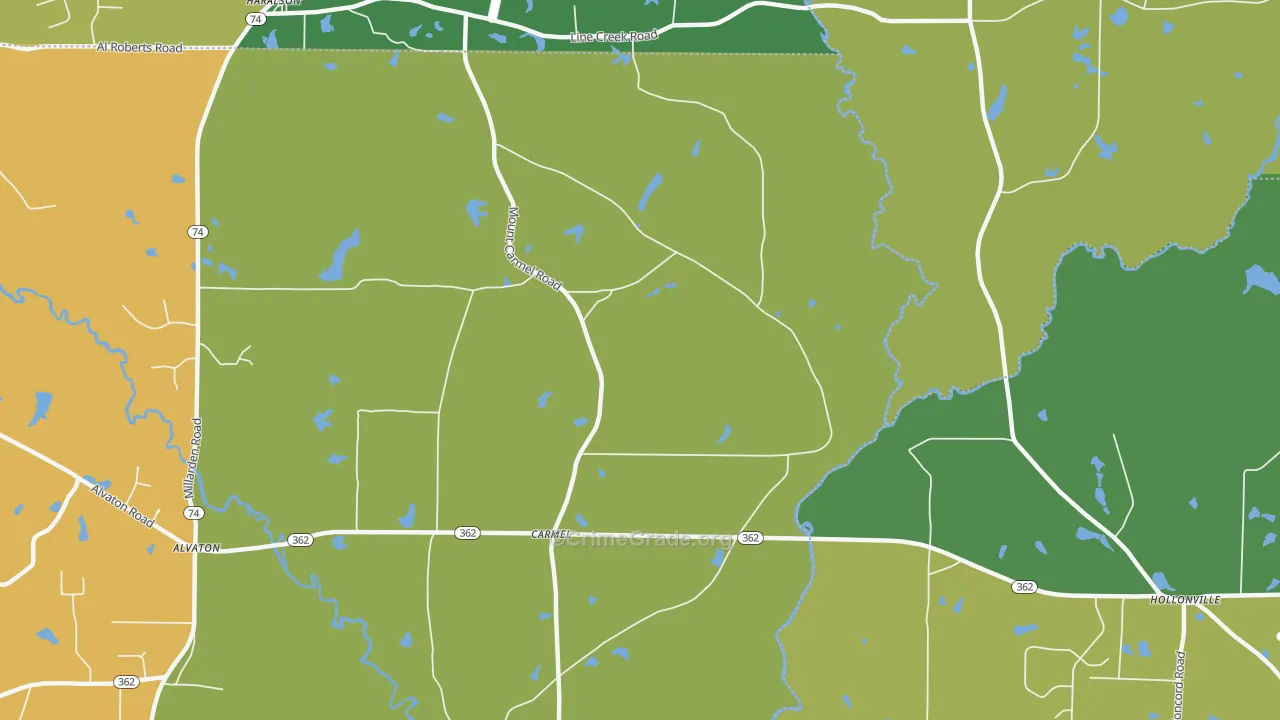 Carmel, GA Map of Theft Rates