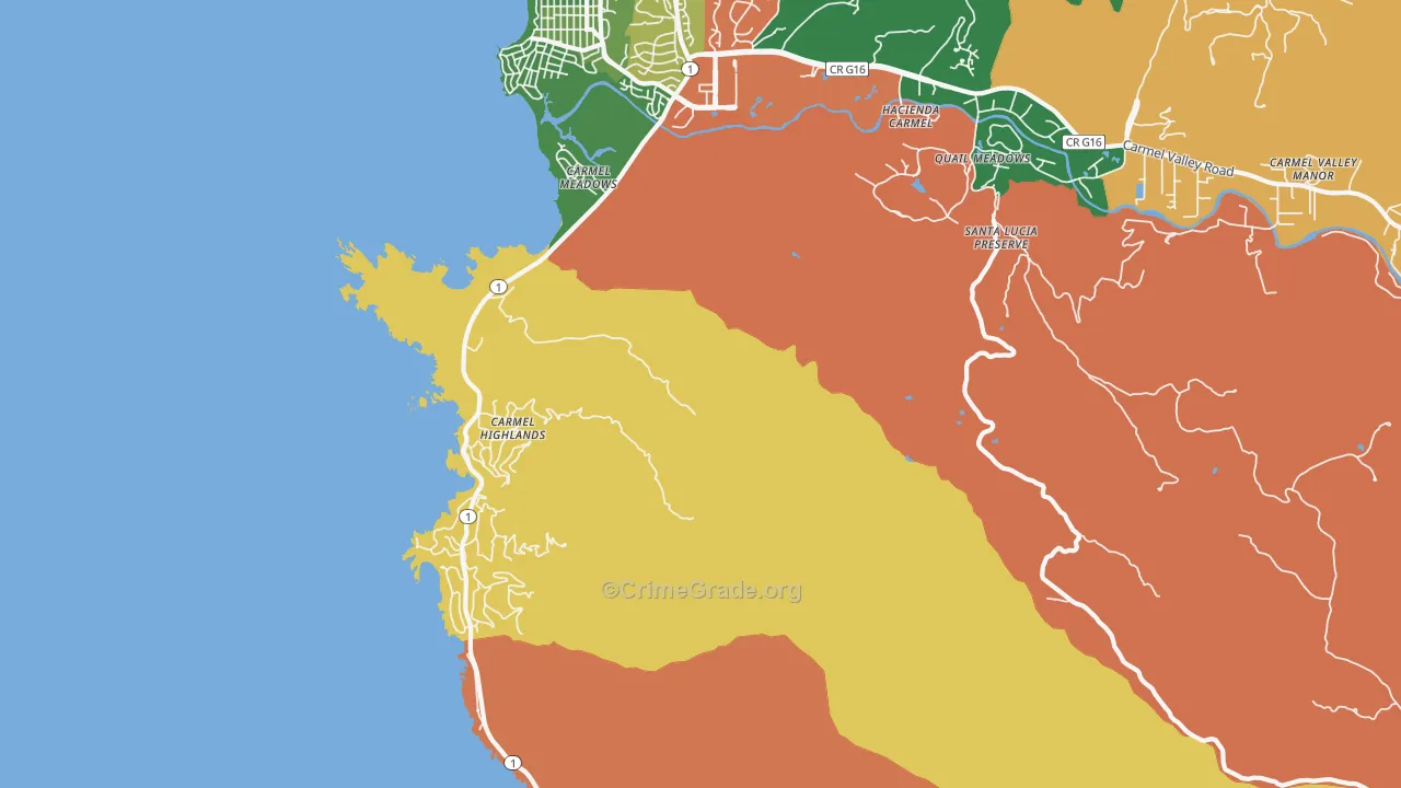 Carmel Highlands, CA Map of Theft Rates