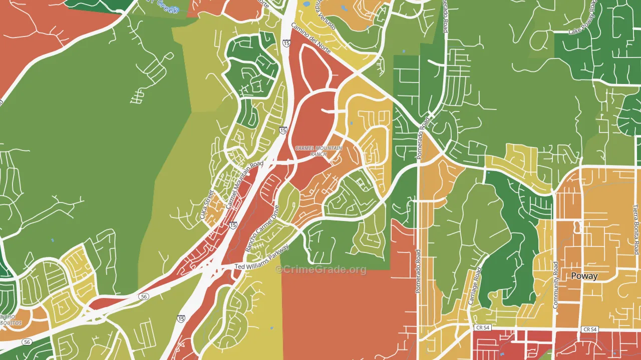Carmel Mountain, San Diego, CA Map of Theft Rates