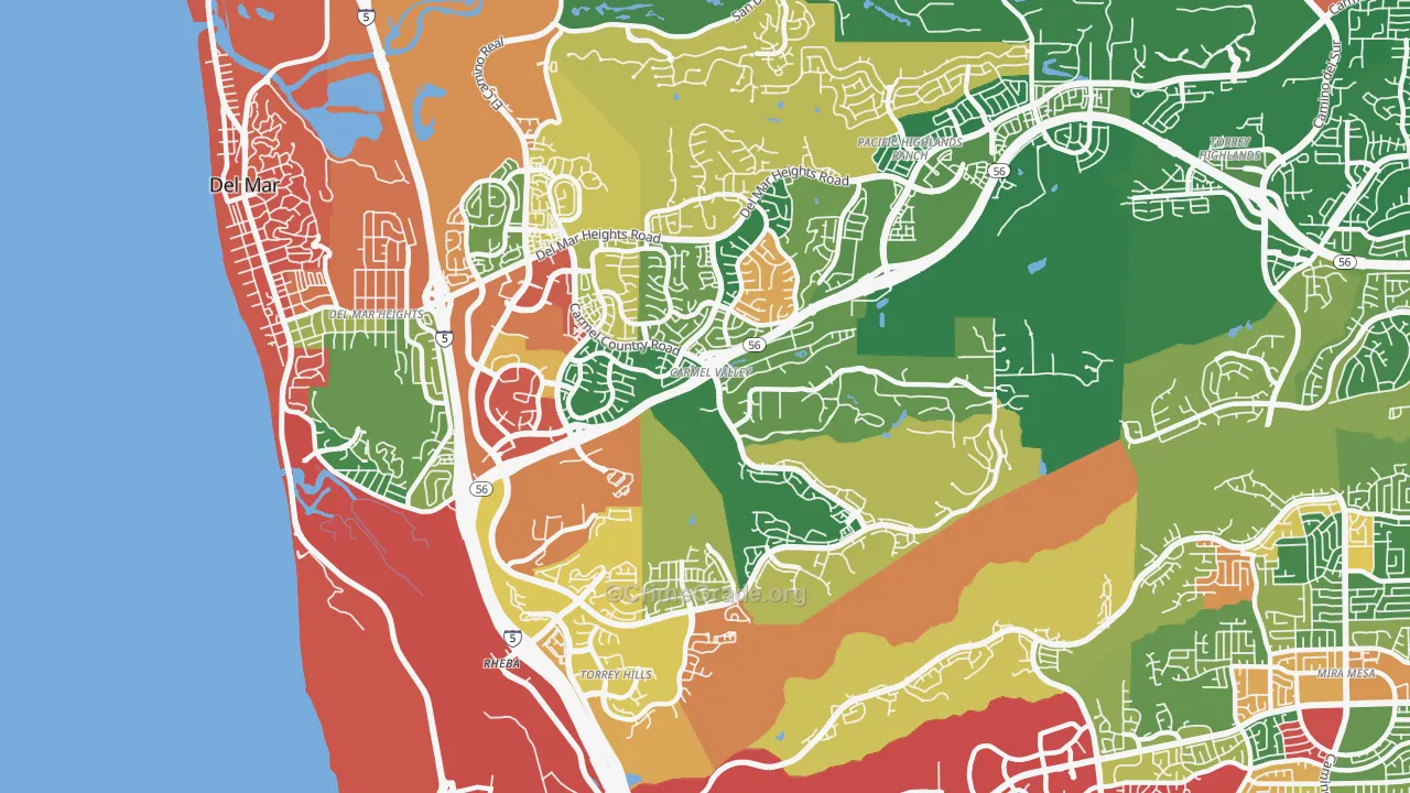 Carmel Valley, San Diego, CA Map of Theft Rates