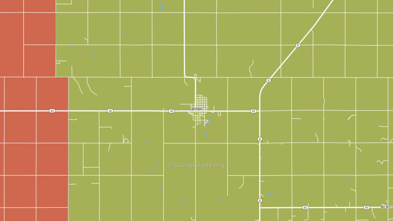 Carmen, OK Map of Theft Rates
