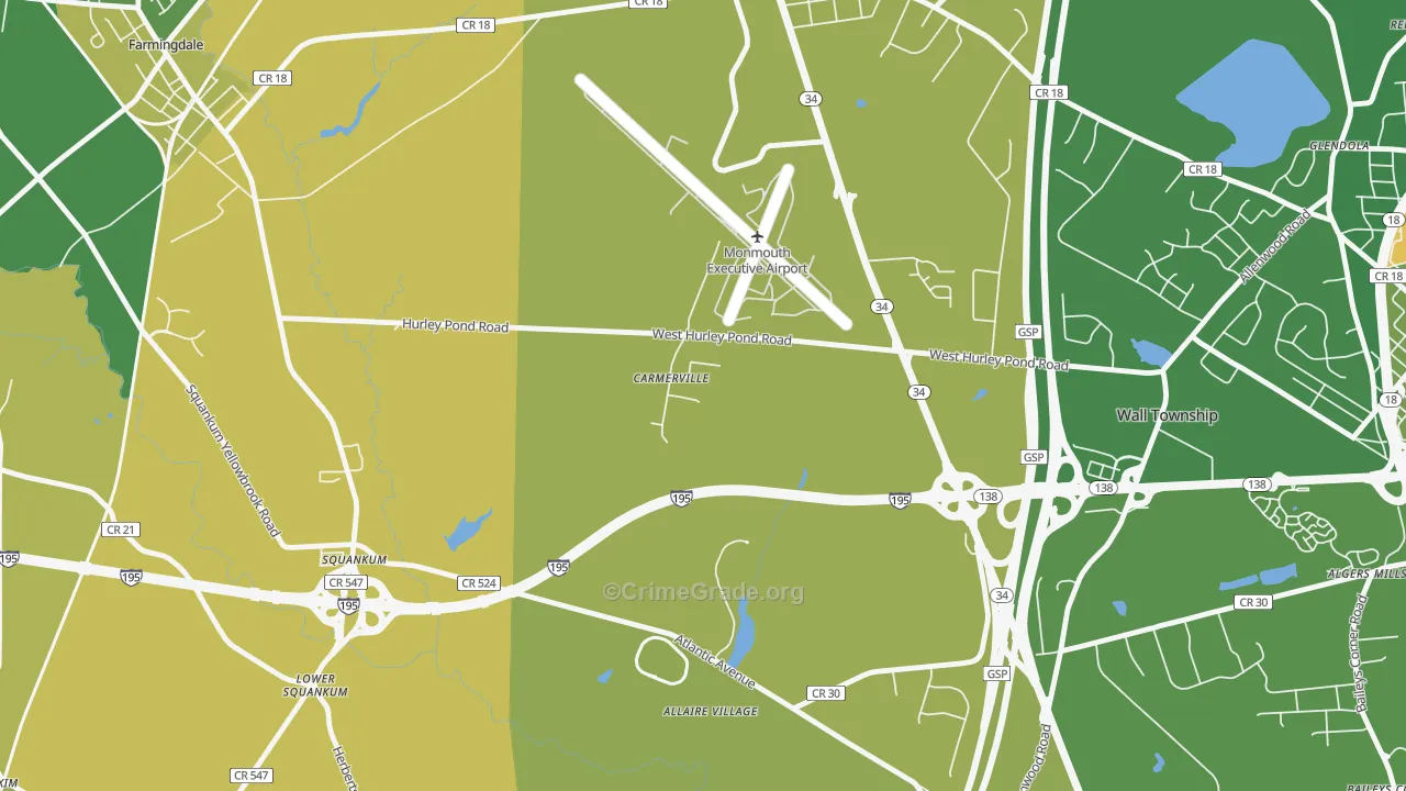Carmerville, NJ Map of Theft Rates