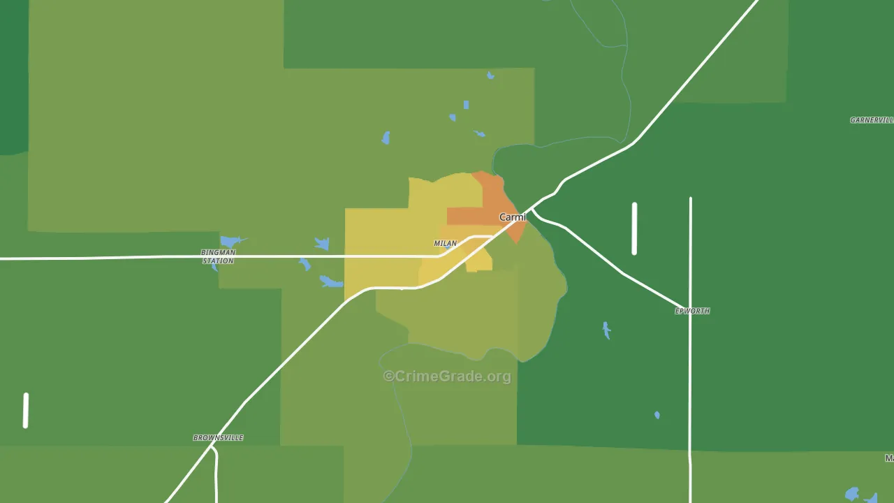 Carmi, IL Map of Theft Rates