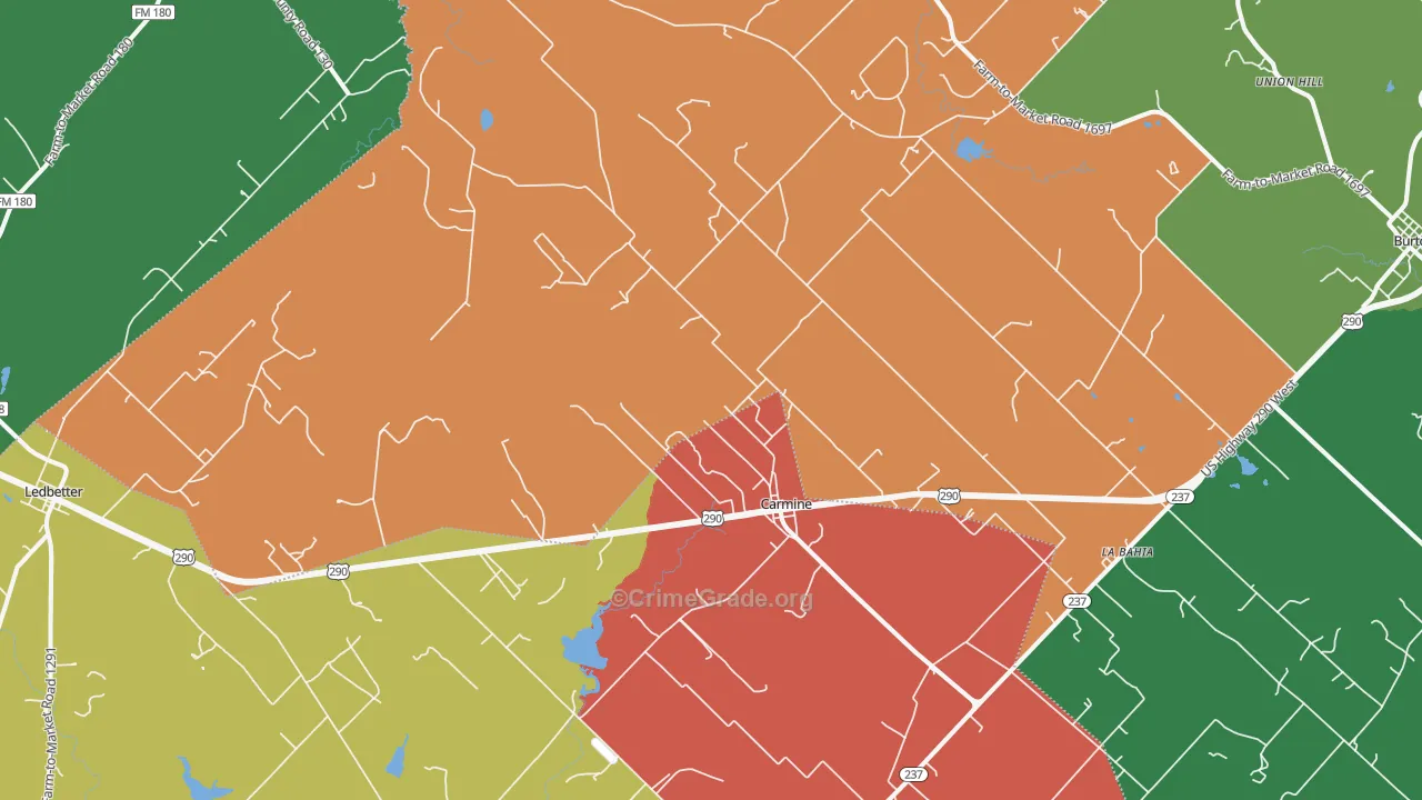 Carmine, TX Map of Theft Rates