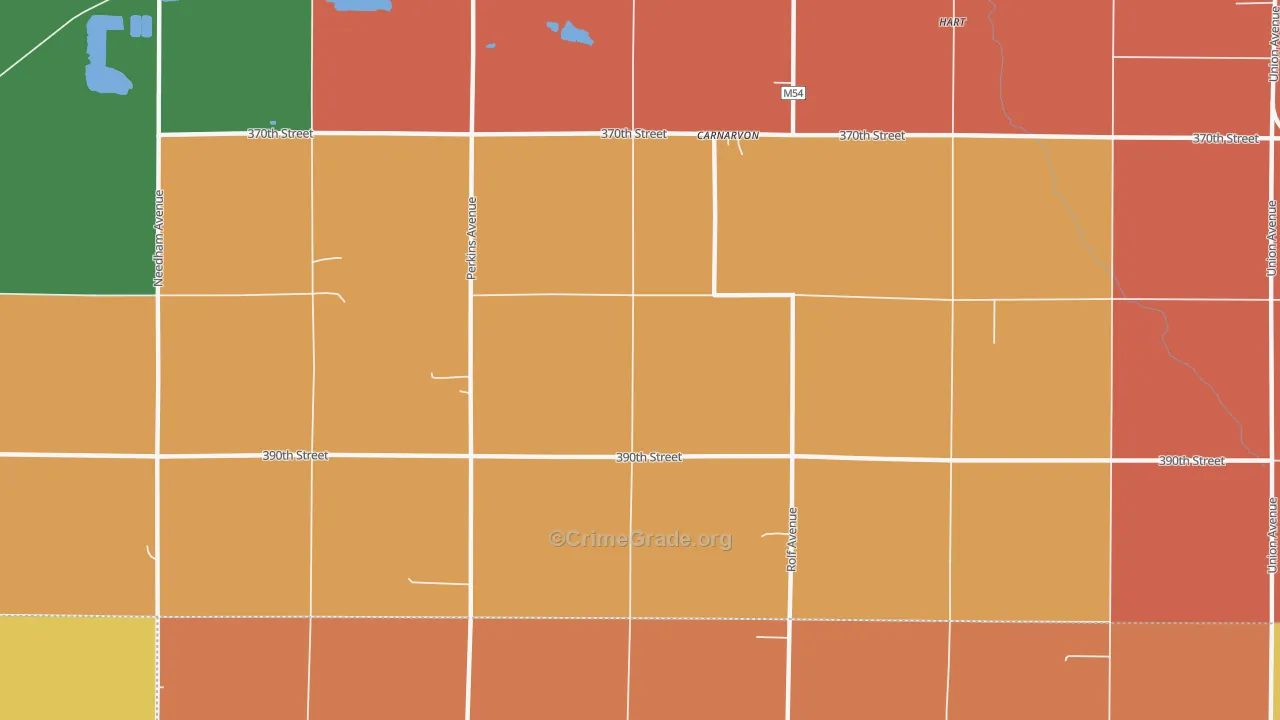 Carnarvon, IA Map of Theft Rates