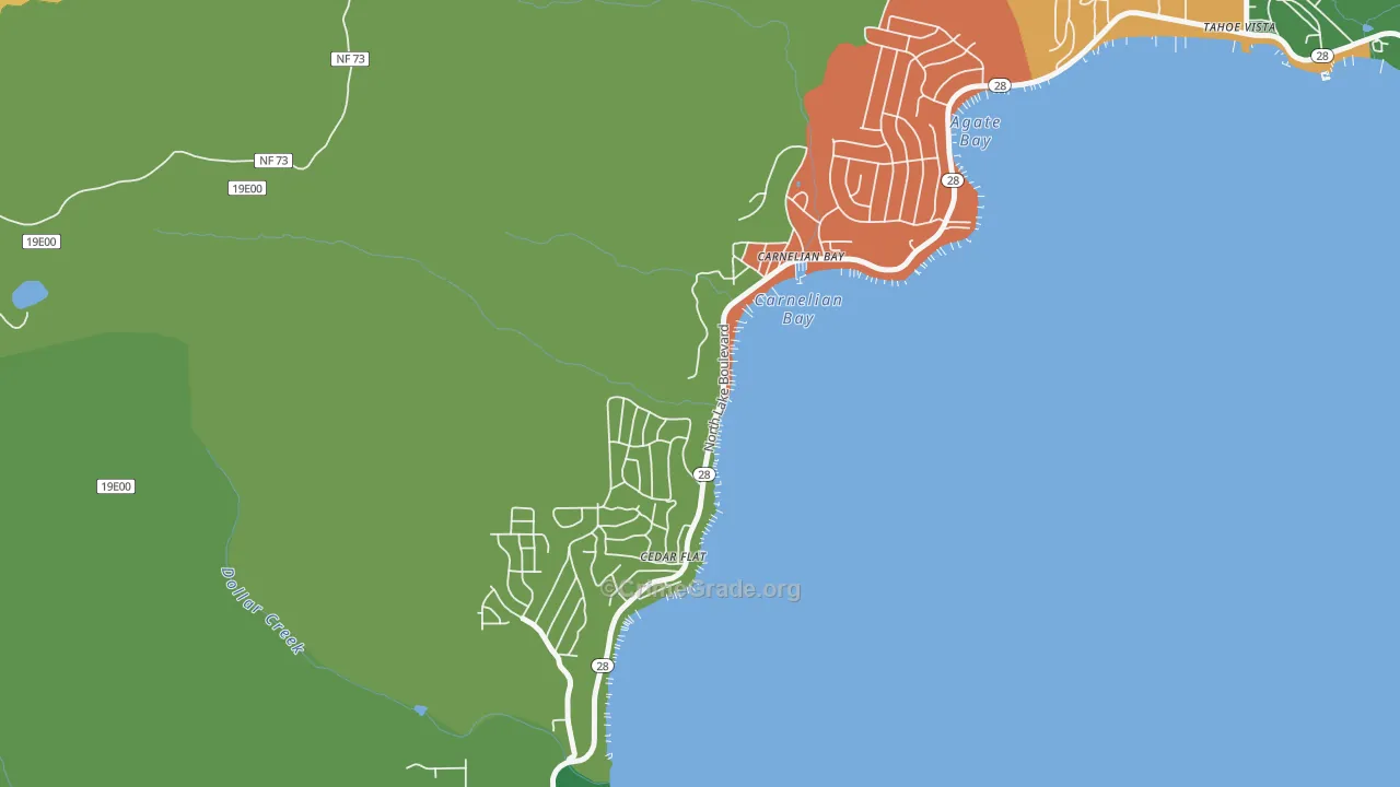 Carnelian Bay, CA Map of Theft Rates