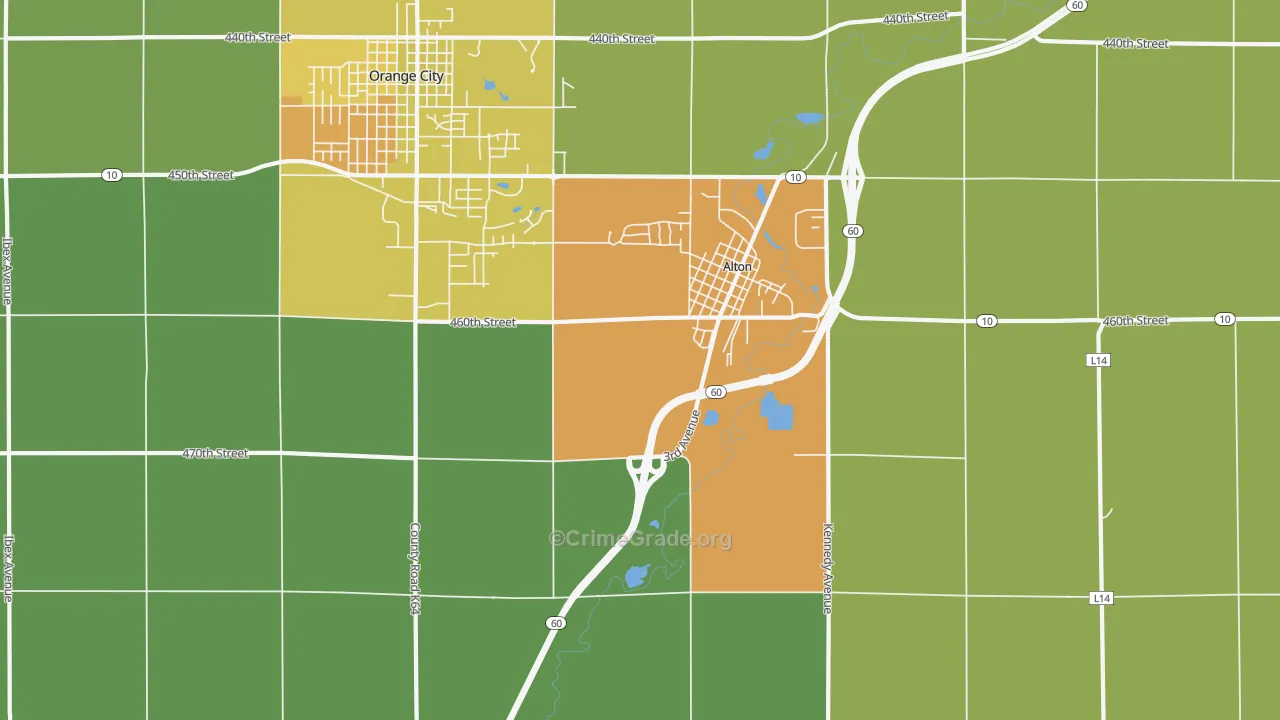 Carnes, IA Map of Theft Rates