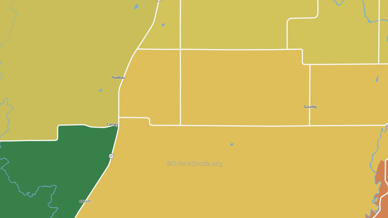 Carney, MI Map of Theft Rates