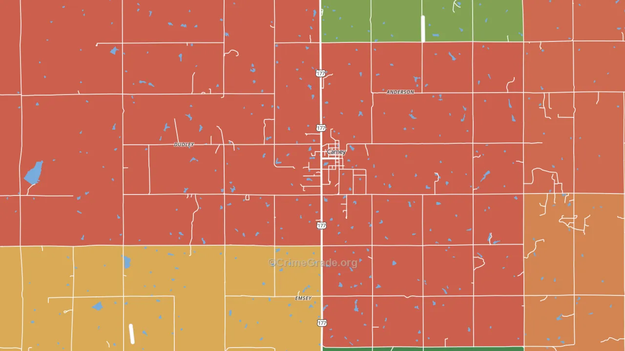 Carney, OK Map of Theft Rates
