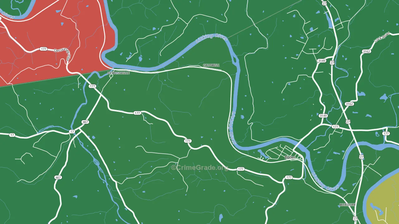 Carntown, KY Map of Theft Rates