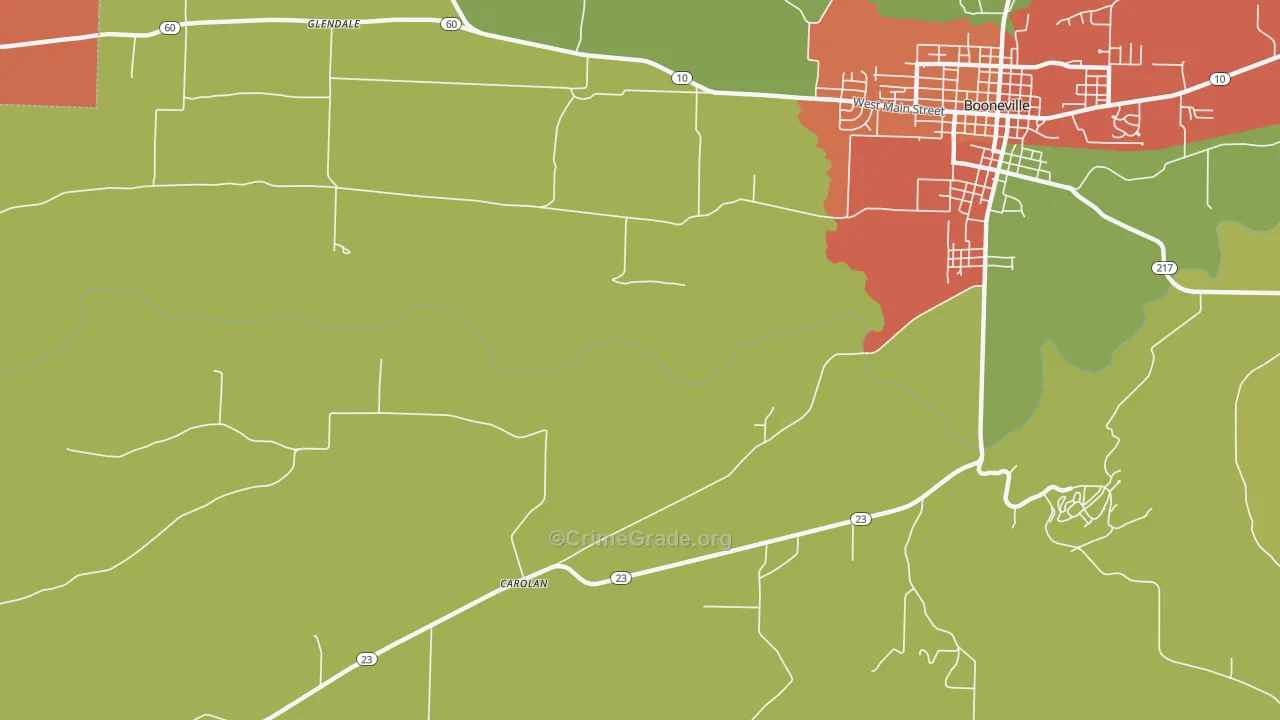 Carolan, AR Map of Theft Rates