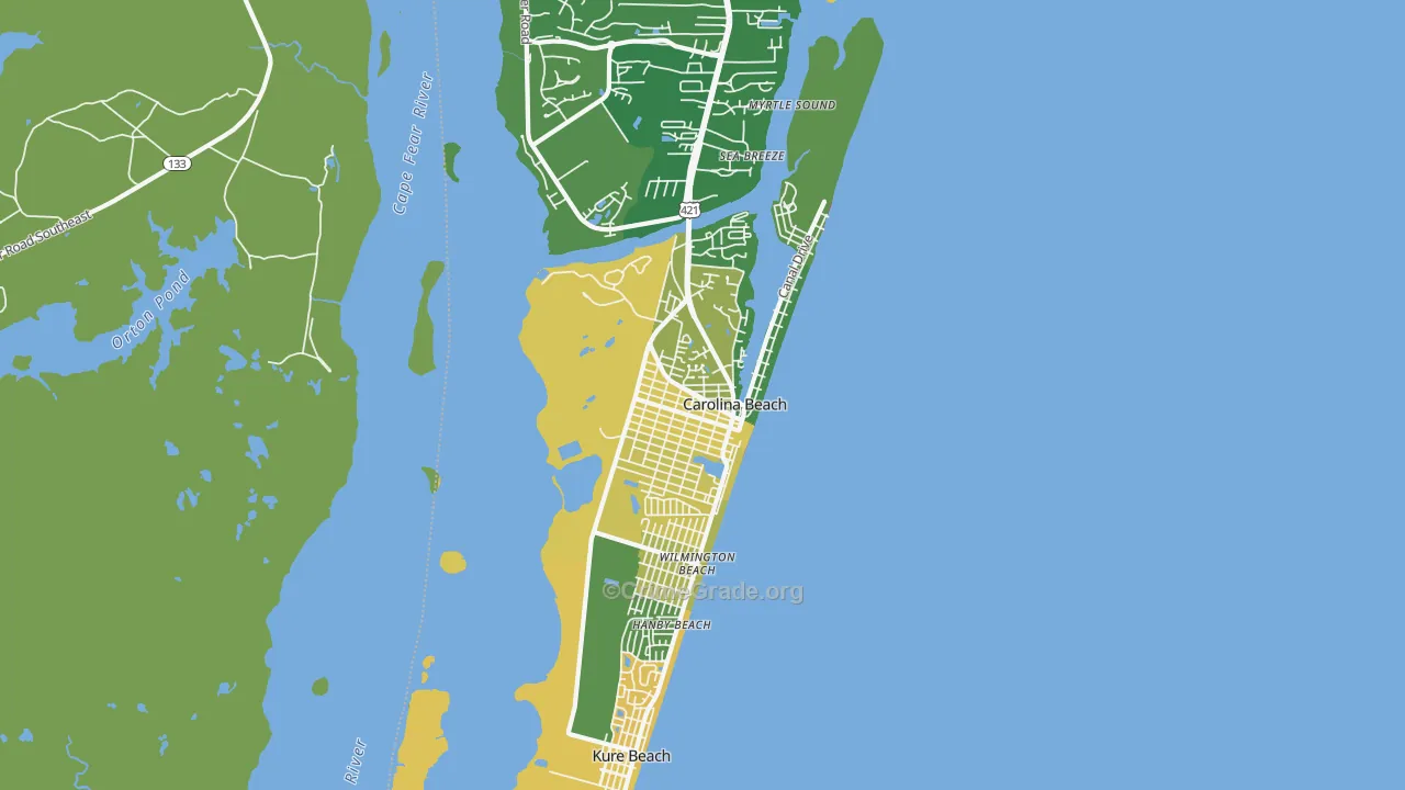 Carolina Beach, NC Map of Theft Rates