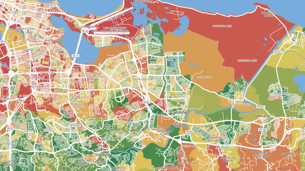 Carolina, PR Map of Theft Rates