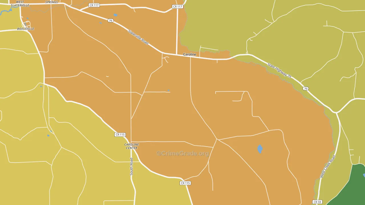 Caroline Center, NY Map of Theft Rates
