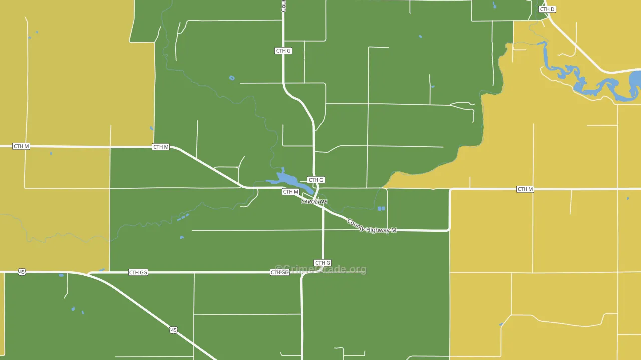 Caroline, WI Map of Theft Rates