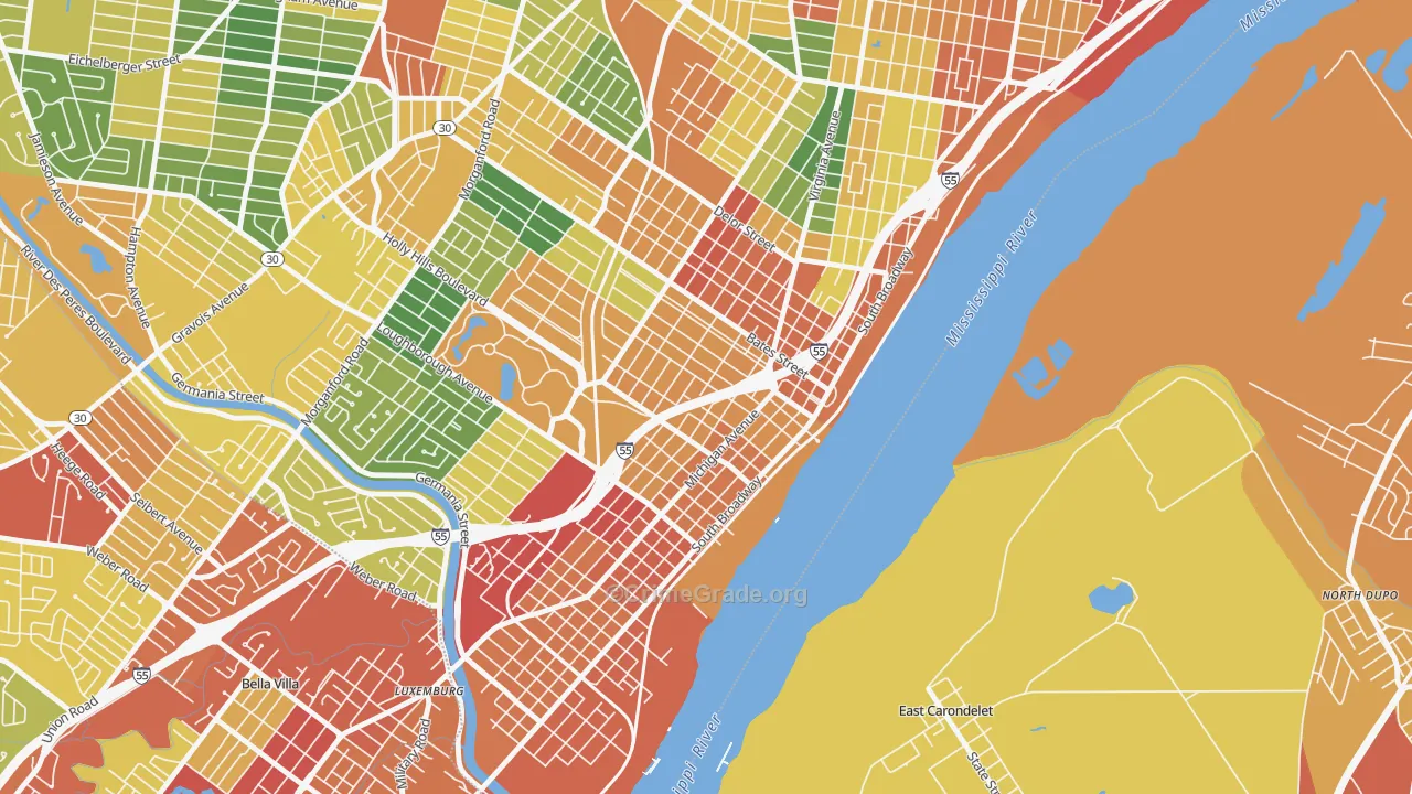 Carondelet, St. Louis, MO Map of Theft Rates