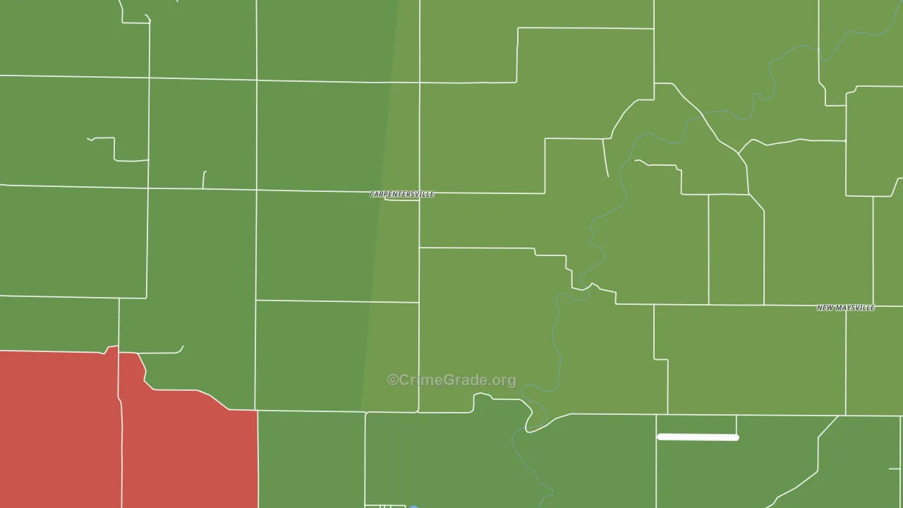 Carpentersville, IN Map of Theft Rates