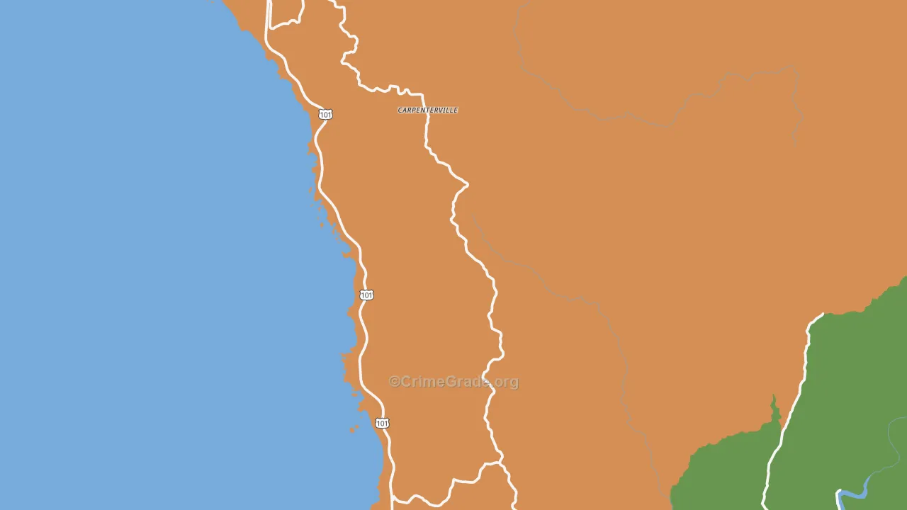 Carpenterville, OR Map of Theft Rates