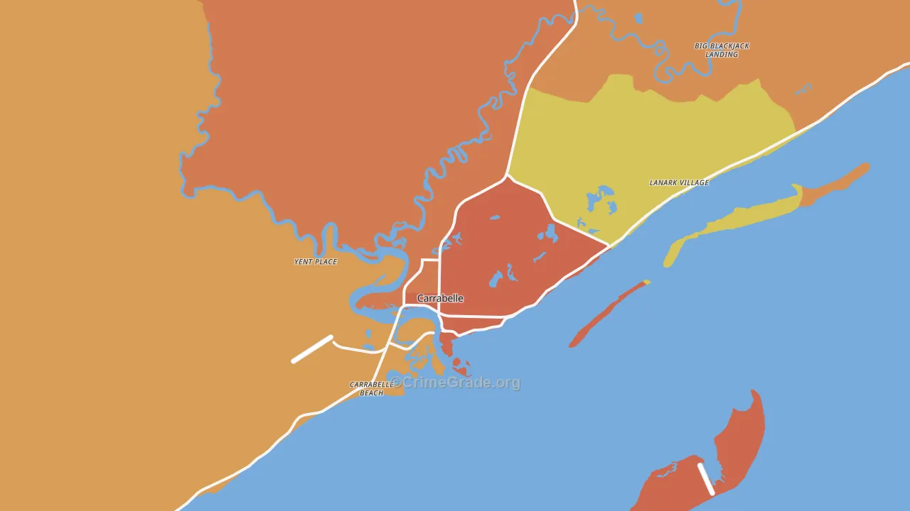 Carrabelle, FL Map of Theft Rates