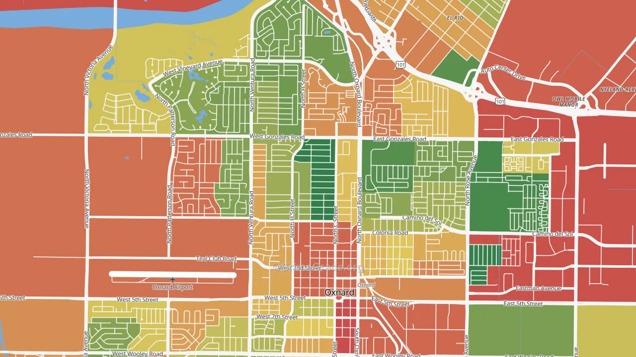 Carriage Square, Oxnard, CA Map of Theft Rates