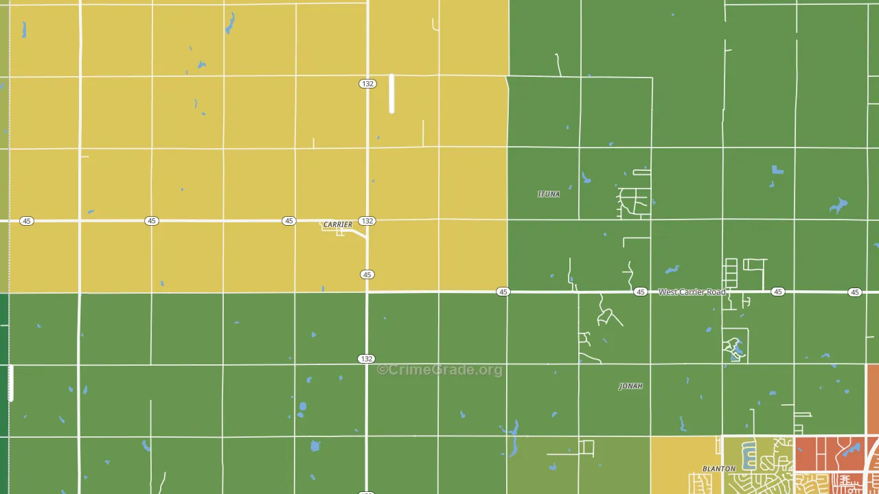 Carrier, OK Map of Theft Rates
