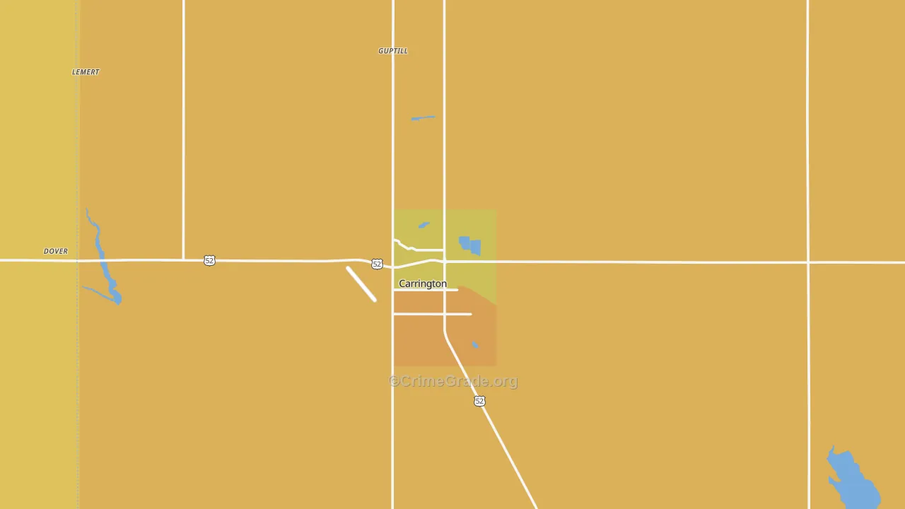 Carrington, ND Map of Theft Rates