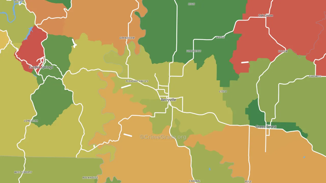 Carroll County, AR Map of Theft Rates