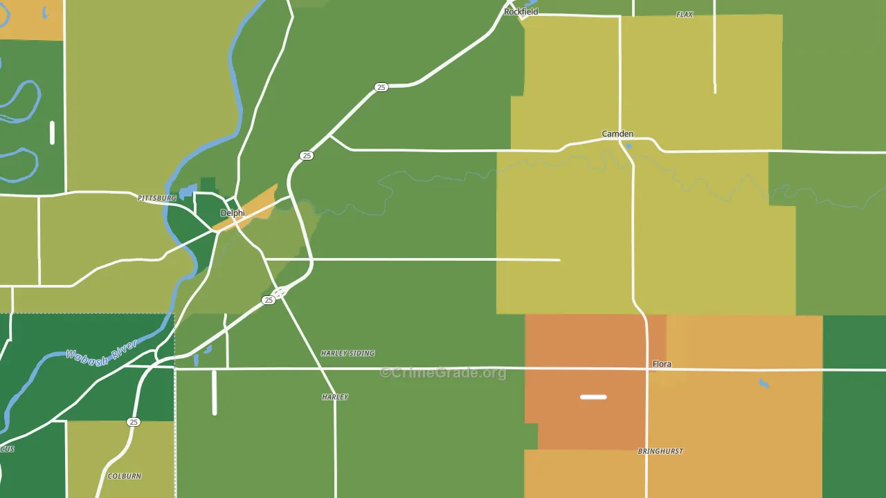 Carroll County, IN Map of Theft Rates