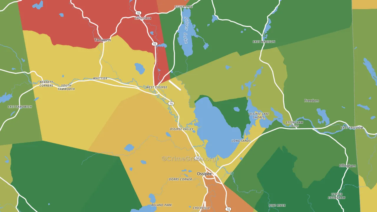 Carroll County, NH Map of Theft Rates