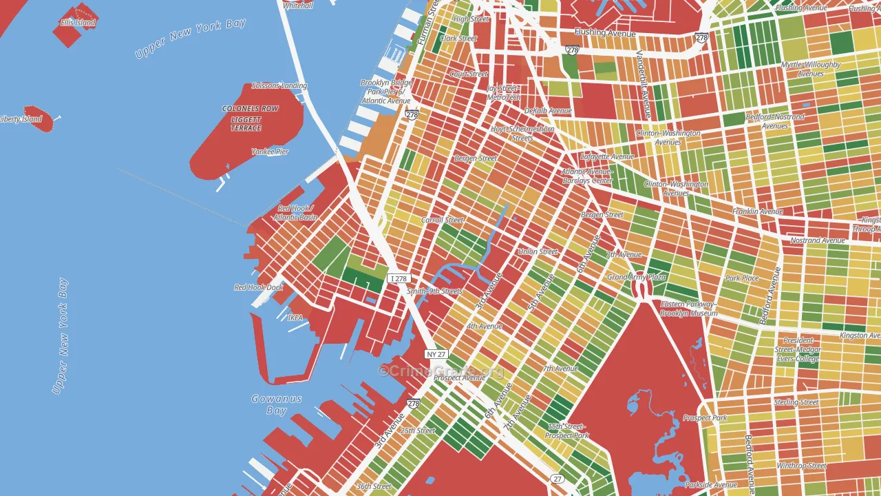 Carroll Gardens, Brooklyn, NY Map of Theft Rates