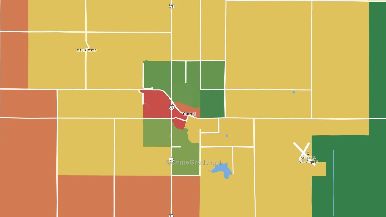 Carroll, IA Map of Theft Rates