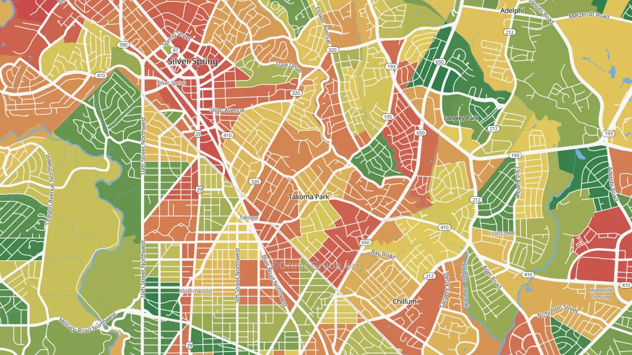 Carroll Manor, Takoma Park, MD Map of Theft Rates
