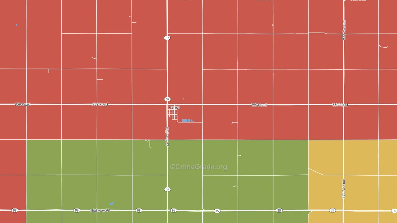 Carroll, NE Map of Theft Rates